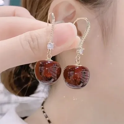 Stylish Red Cherry Dangle Earrings